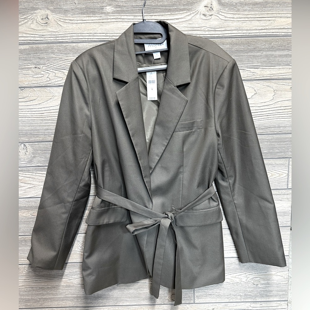 $168 Mare Mare x Anthropologie Tie Blazer Flap Pockets Collared Size M